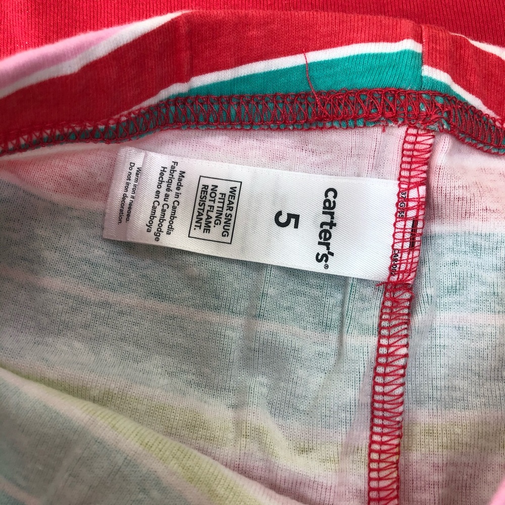 Carter’s girls size 5 pajamas 3 piece set - Picture 4 of 8